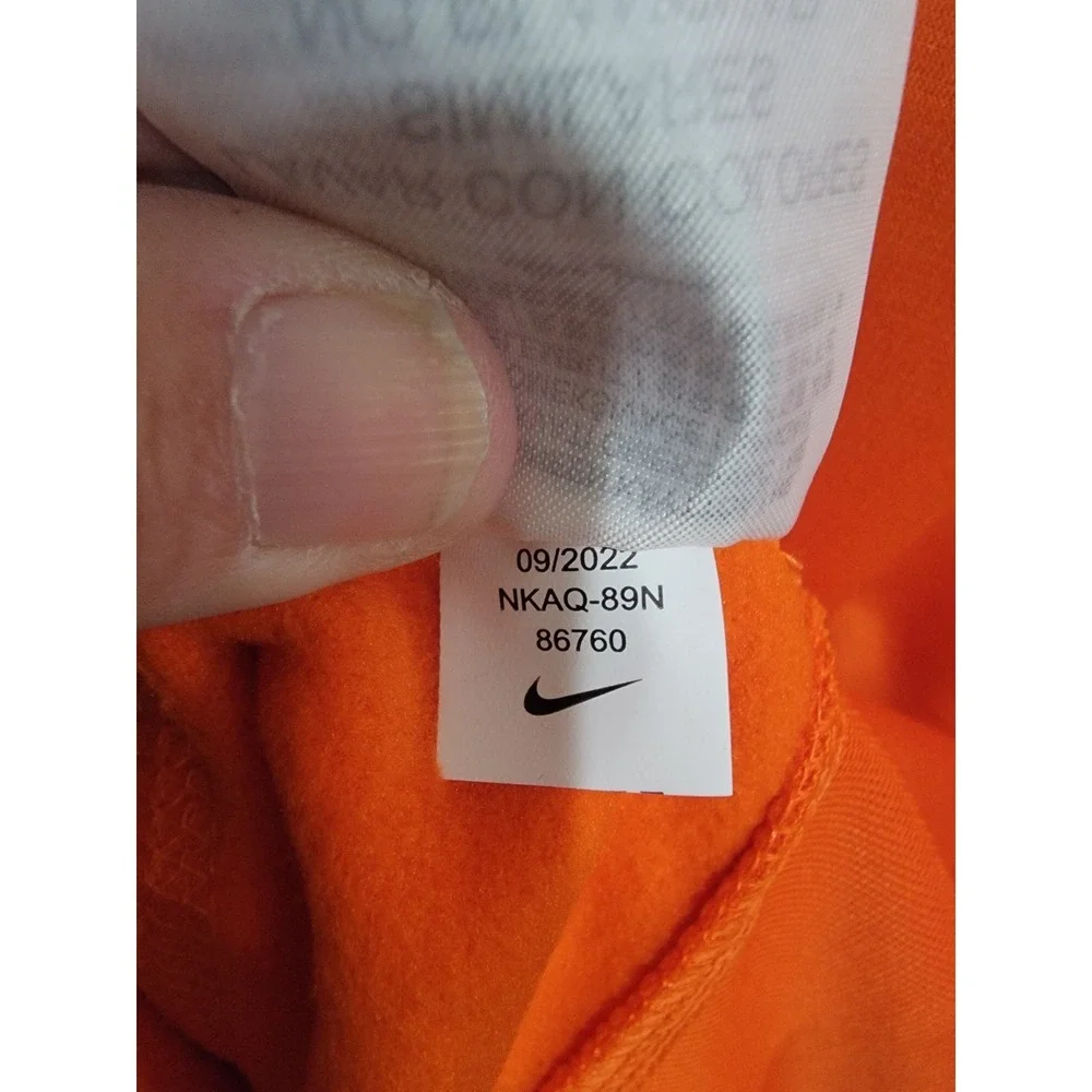 Nike Orange Hoodie Mens Large Pullover‎ Fleece Sweatshirt Gym Training Sport